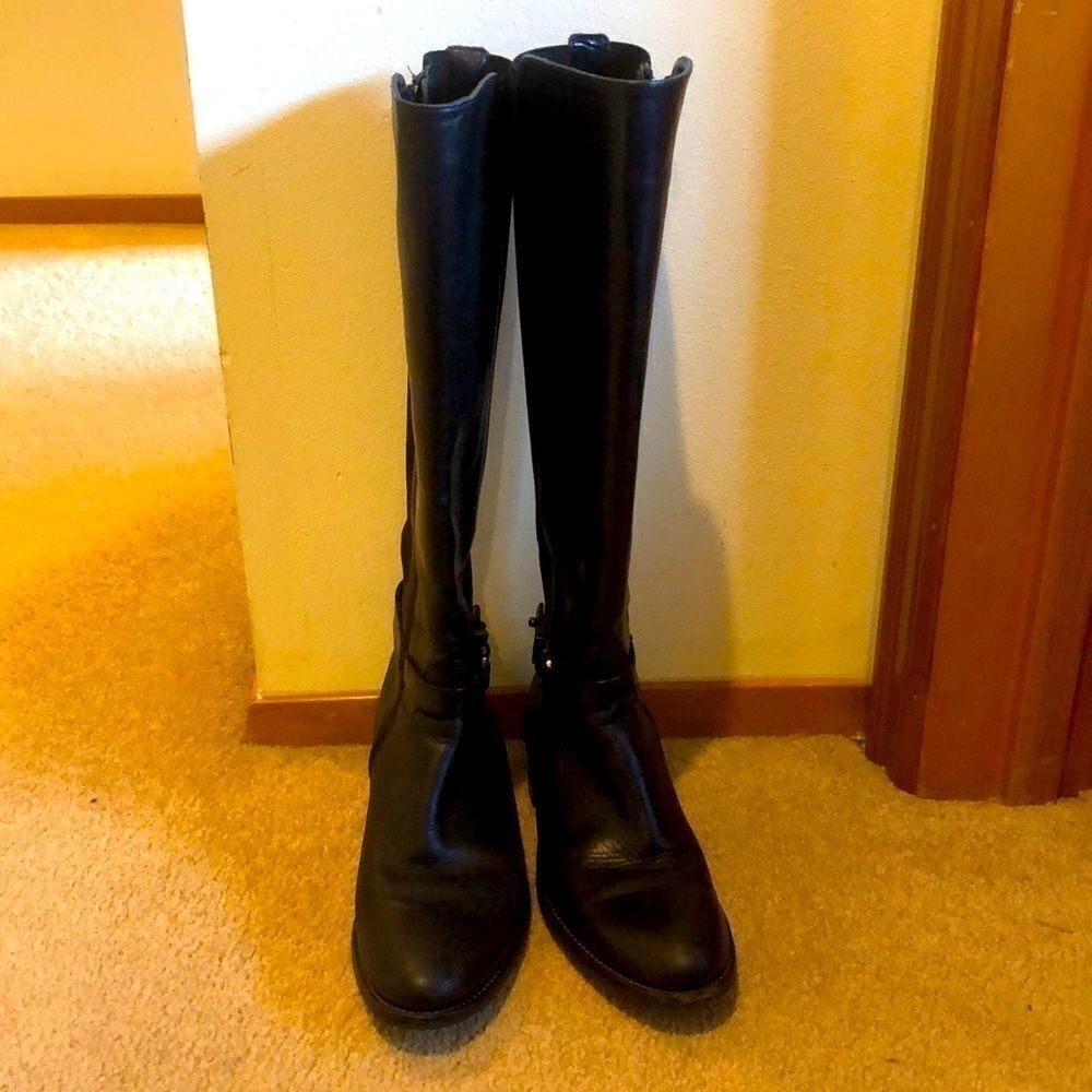 Aquatalia mid calf black leather boots